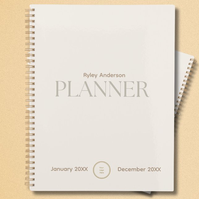 White and Gold Business Logo Monogram Planner (Creator Uploaded)