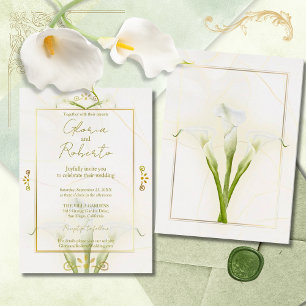 White and Gold Calla Lily Elegance Invitation