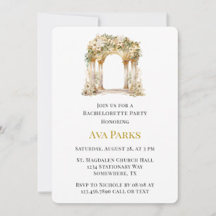 White and Gold Church Bachelorette Party Invitation