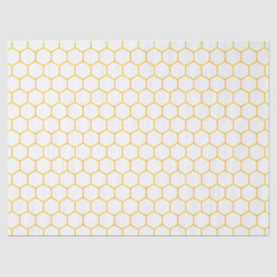 White and Gold Classy Geometric Honeycomb Pattern Tissue Paper