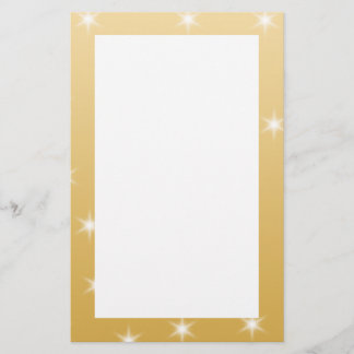 White and Gold Colour Star Pattern Stationery