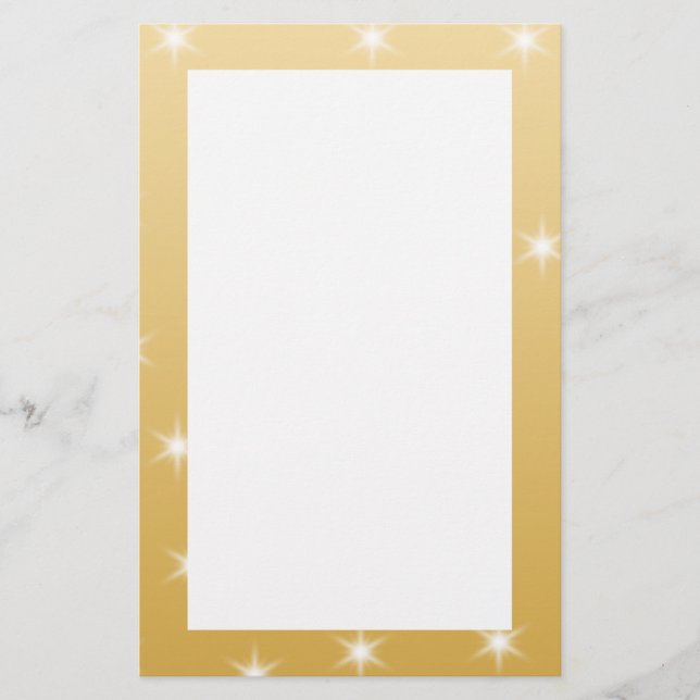 White and Gold Colour Star Pattern Stationery (Front)
