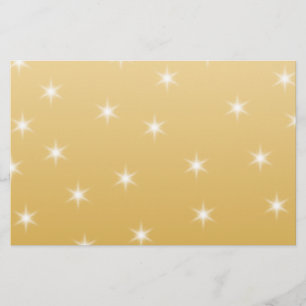 White and Gold Colour Star Pattern Stationery