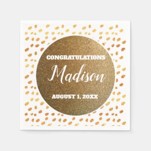 White and Gold Confetti College Trunk Party Grad Napkin