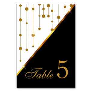 White and Gold Confetti Dot Strings - Table Number