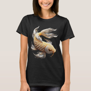 White And Gold Crystal Diamond Koi Fish T-Shirt