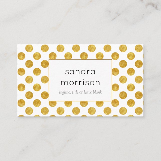 white and gold dotted business card (Front)