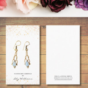 White and Gold Earring Display Holder Card