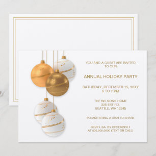 White and Gold Elegant Corporate Holiday Party Invitation
