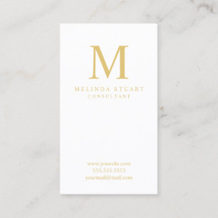 White and Gold Elegant Monogram Business Card