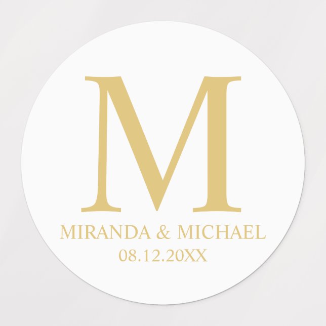 White and Gold Elegant Monogram Wedding Favour (Design 1)