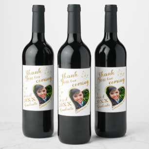 White and Gold Elegant Thank You 2026 Graduation Wine Label
