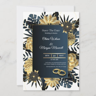 White and Gold Elegant Wedding  Invitation