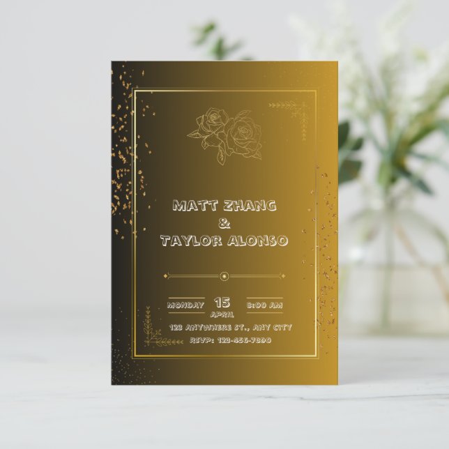 White And Gold Elegant Wedding Invitation (Standing Front)