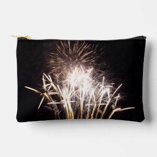 White and Gold Fireworks I Patriotic Celebration Accessory Pouch