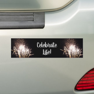 White and Gold Fireworks I Patriotic Celebration Bumper Sticker