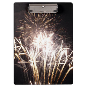 White and Gold Fireworks I Patriotic Celebration Clipboard