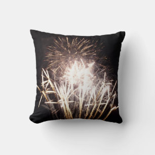White and Gold Fireworks I Patriotic Celebration Cushion
