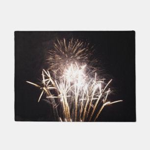 White and Gold Fireworks I Patriotic Celebration Doormat