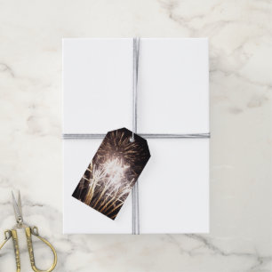 White and Gold Fireworks I Patriotic Celebration Gift Tags