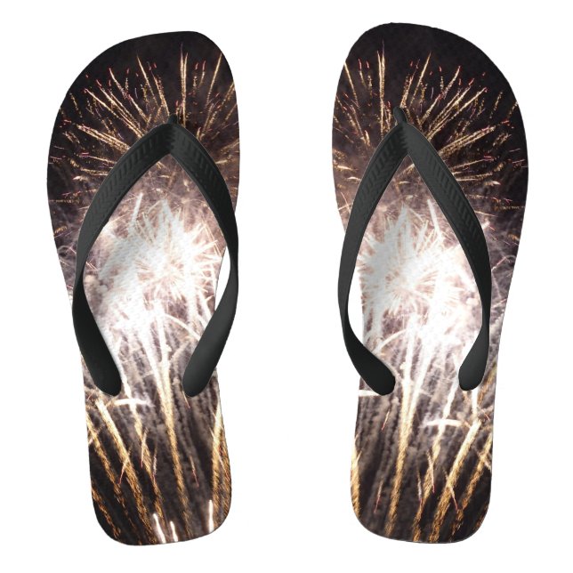 White and Gold Fireworks I Patriotic Celebration Jandals (Footbed)