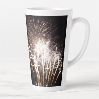 White and Gold Fireworks I Patriotic Celebration Latte Mug