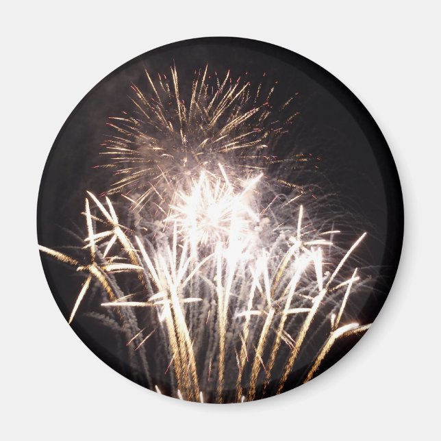 White and Gold Fireworks I Patriotic Celebration Magnet (Front)