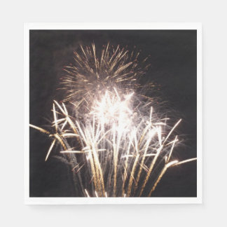 White and Gold Fireworks I Patriotic Celebration Napkin