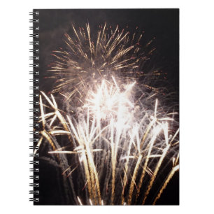 White and Gold Fireworks I Patriotic Celebration Notebook