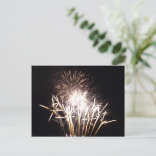 White and Gold Fireworks I Patriotic Celebration Postcard