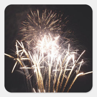 White and Gold Fireworks I Patriotic Celebration Square Sticker