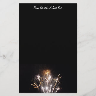 White and Gold Fireworks I Patriotic Celebration Stationery