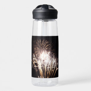 White and Gold Fireworks I Patriotic Celebration Water Bottle