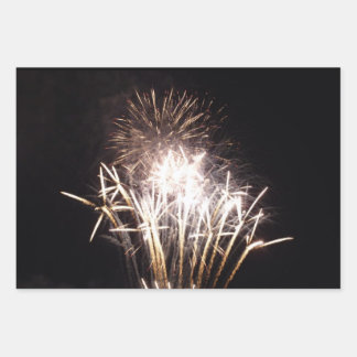 White and Gold Fireworks I Patriotic Celebration Wrapping Paper Sheet