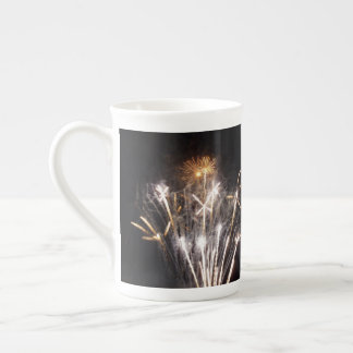 White and Gold Fireworks II Patriotic Celebration Bone China Mug
