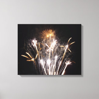 White and Gold Fireworks II Patriotic Celebration Canvas Print