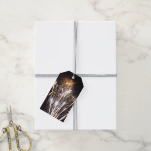White and Gold Fireworks II Patriotic Celebration Gift Tags