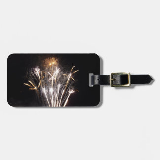 White and Gold Fireworks II Patriotic Celebration Luggage Tag