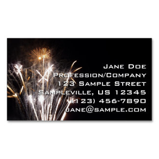 White and Gold Fireworks II Patriotic Celebration Magnetic Business Card
