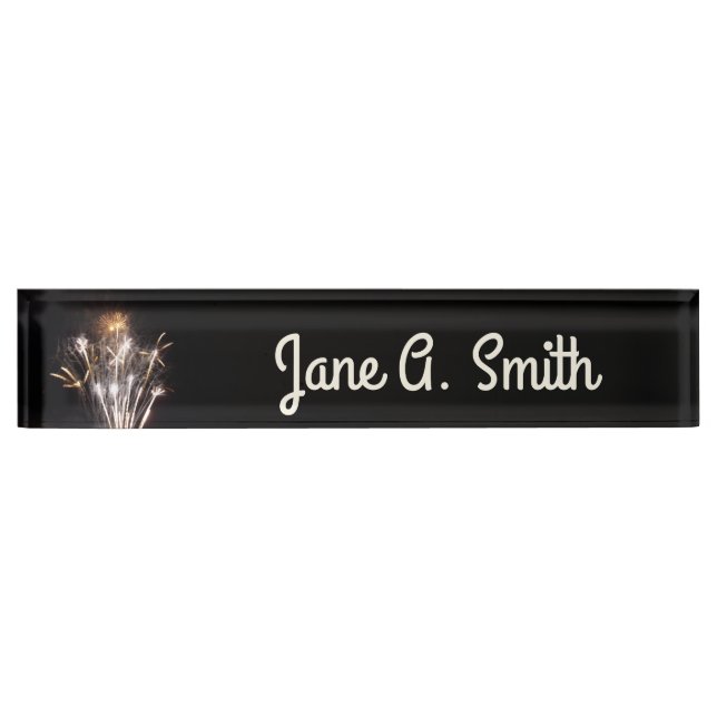 White and Gold Fireworks II Patriotic Celebration Nameplate (Front)