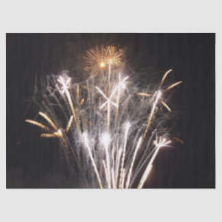 White and Gold Fireworks II Patriotic Celebration Tissue Paper