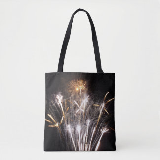 White and Gold Fireworks II Patriotic Celebration Tote Bag