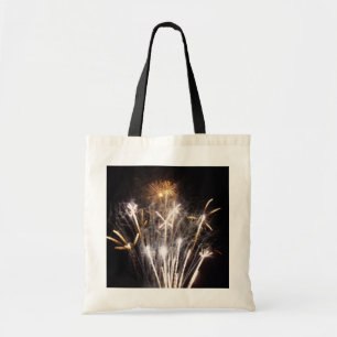 White and Gold Fireworks II Patriotic Celebration Tote Bag