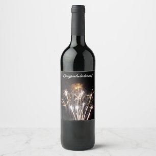 White and Gold Fireworks II Patriotic Celebration Wine Label