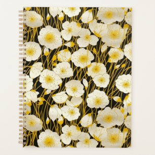White and Gold Floral Chiyogami Planner