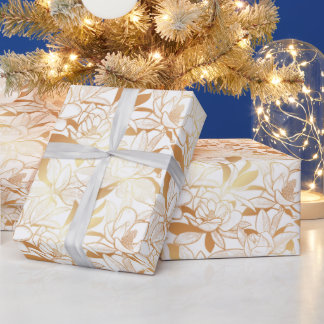 White and gold floral pattern wrapping paper