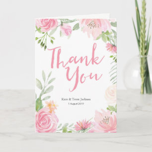 White and Gold floral Thank you card