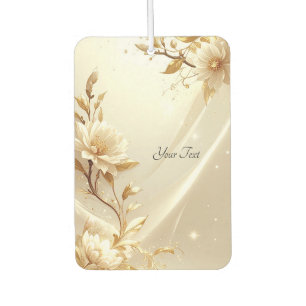 White and Gold Flowers Air Freshener