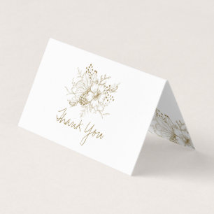 White and gold flowers arraignment business card