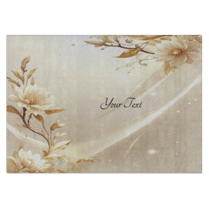 White and Gold Flowers Cutting Board